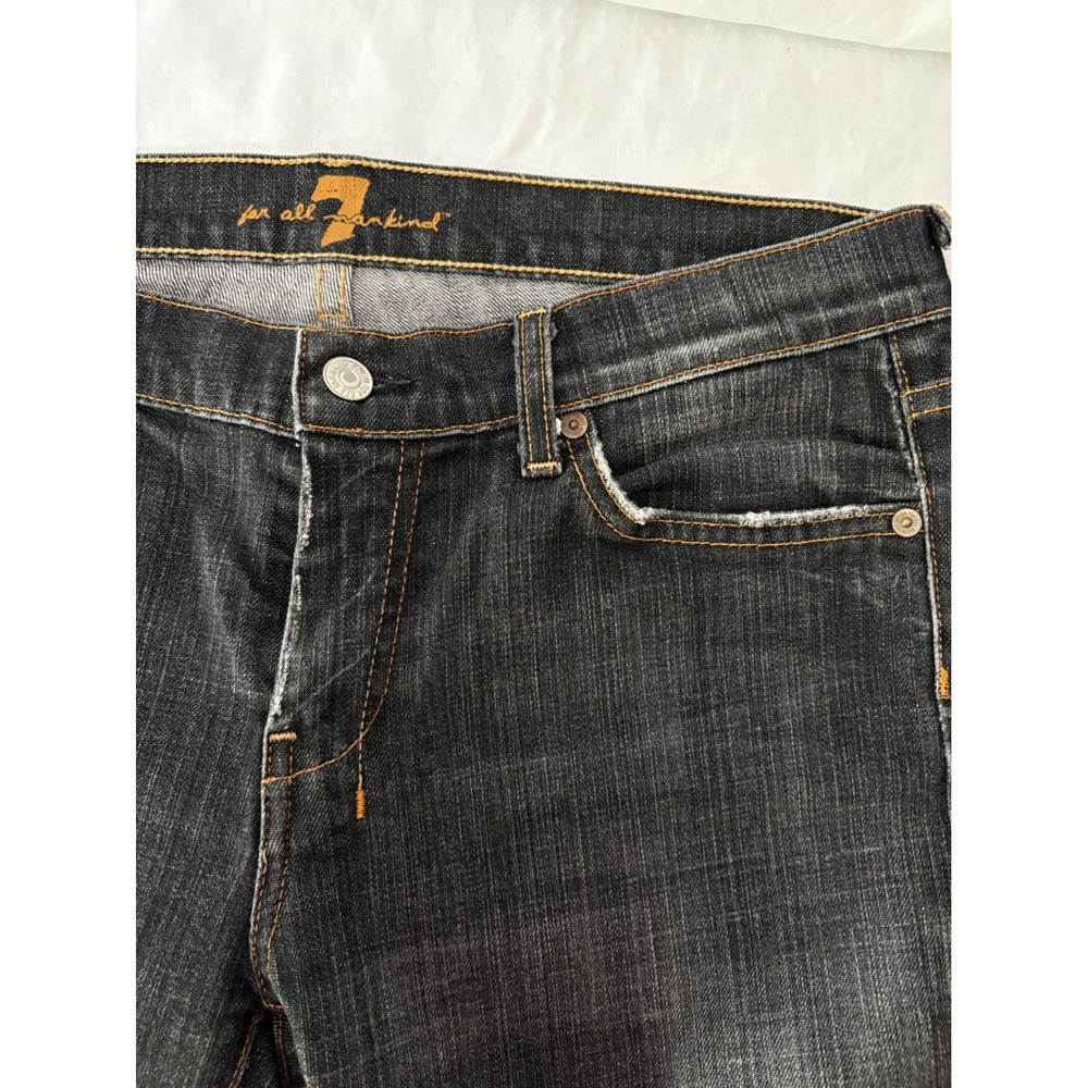 7 For All Mankind Dojo Flare Y2K Jeans Dk Wash‎ Distressed Denim 33X32" Vintage